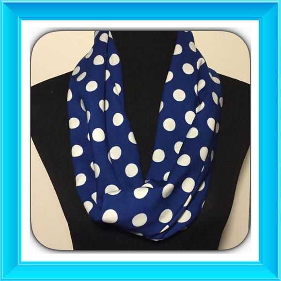 Blue with White Polka Dot Infinity Scarf