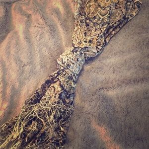 Black, cream, navy, turquoise and brown scarf