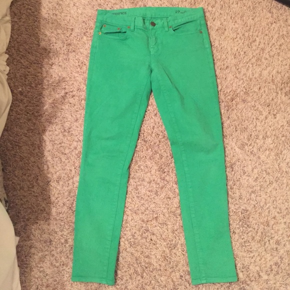 Jcrew green toothpick jean 27 ankle jean