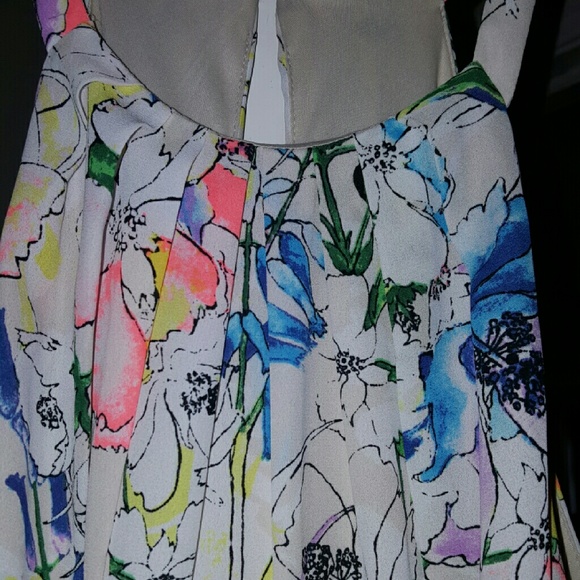 Express flowing floral keyhole fit flare dress 12