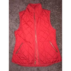 Red quilted vest