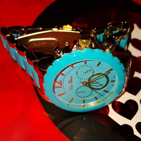 Vise versa watch blue & gold porcelain - Picture 1 of 4