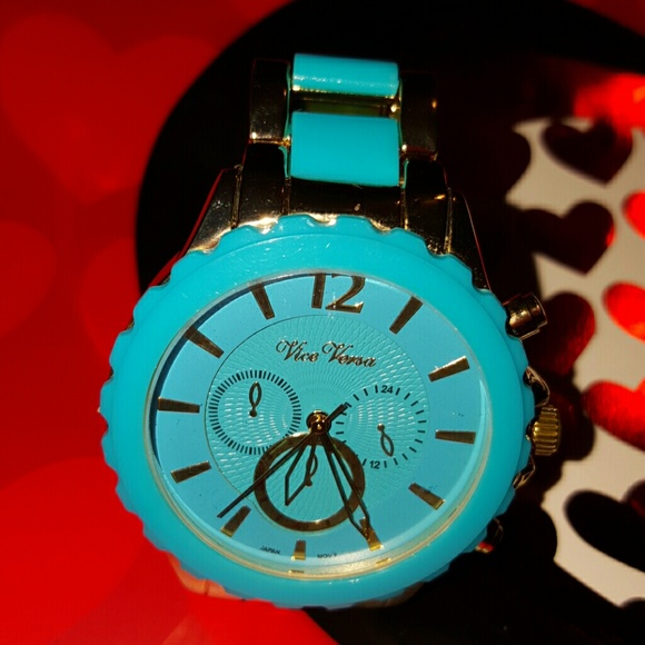 Vise versa watch blue & gold porcelain - Picture 2 of 4