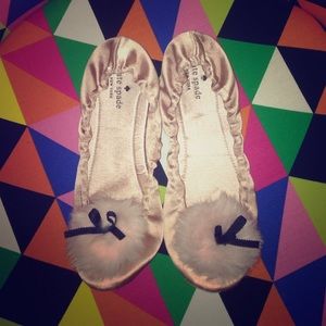 kate spade NY camden velvet Pom Pom slipper