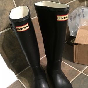tall matte black hunter boots