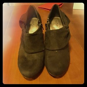 Black Suede Heeled Booties