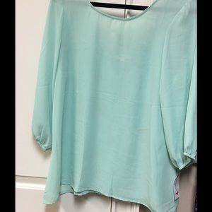 Mint green Everly blouse with bow on back