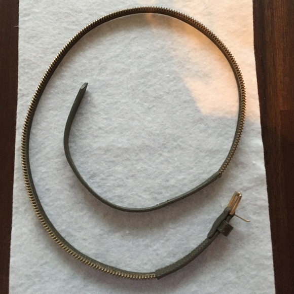J Crew green skinny zipper belt