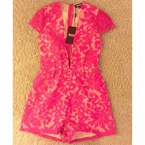 New with tags, Missguided Fuchsia Lace Romper