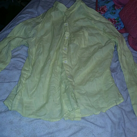 Yellow linen button down shirt