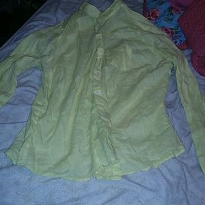 Yellow linen button down shirt