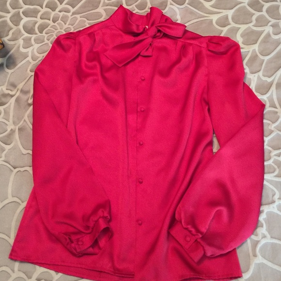 Satin red top with Bow