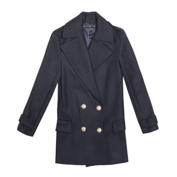 ZARA navy blue sailor pea coat blazer jacket - Picture 2 of 2