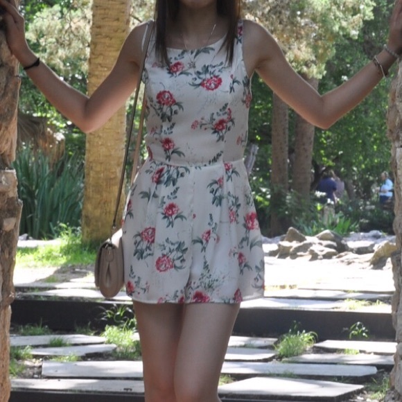 Floral Print Chiffon Romper