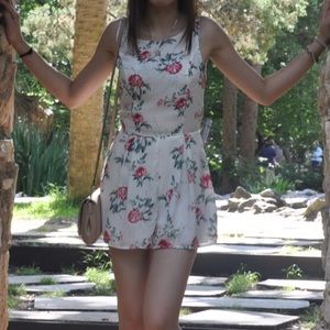 Floral Print Chiffon Romper