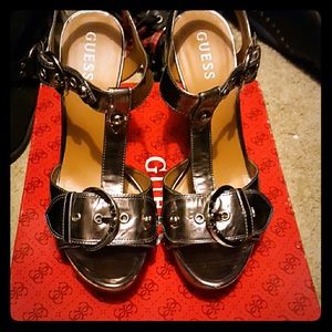 Guess pewter slingback sandals
