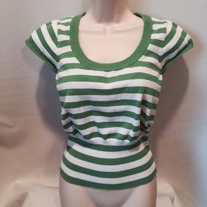 Wet Seal green/white striped blouse. Size XL