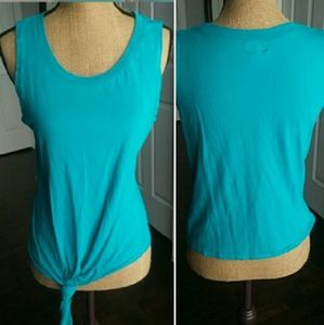 Cute blue side knot cotton tank