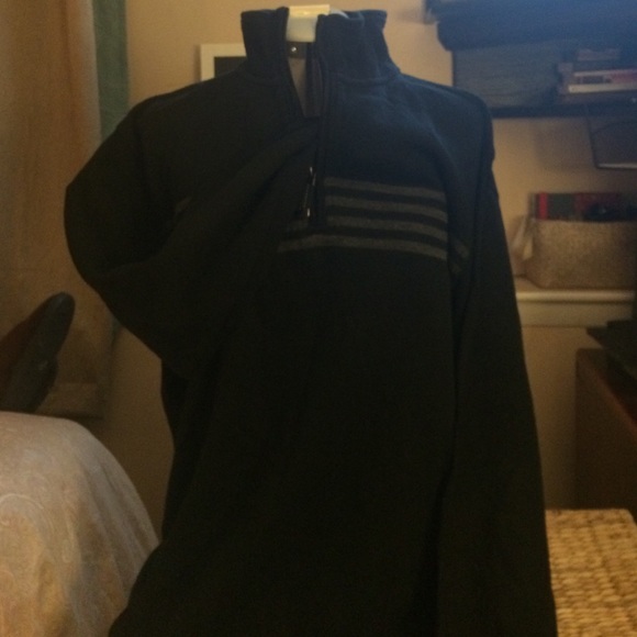Izod black and grey 1/4 zip pullover.