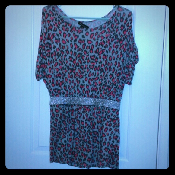 Cheetah print off the shoulder top