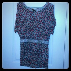 Cheetah print off the shoulder top