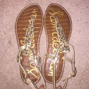gold studded sandals
