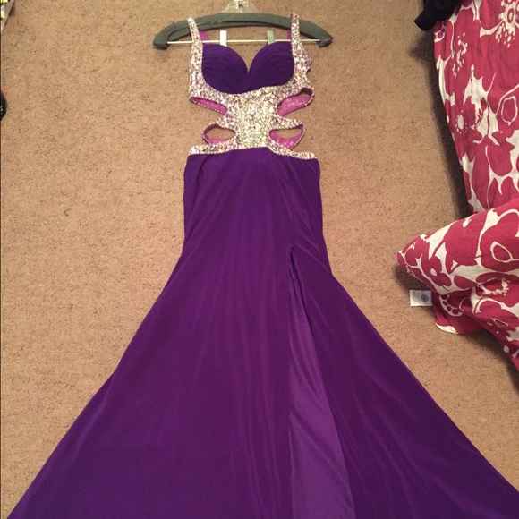 Jasz Couture Purple Prom Dress With Cutout