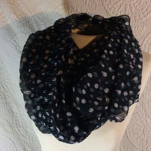 Black gray white dotted print infinity scarf