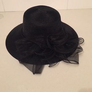 Black derby hat