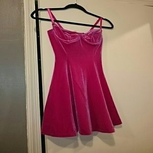 Hot Pink Velvet Bustier Dress