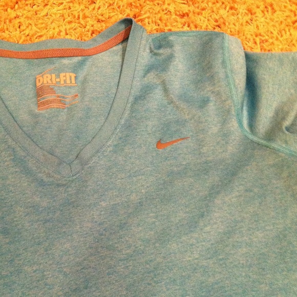 Turquoise nike dri-fit v-neck