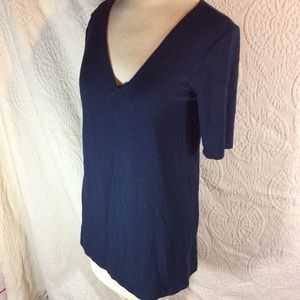 Navy blue three dots tee medium stretchy v-neck