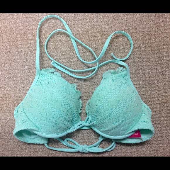 Victoria's Secret Aqua Crochet Bikini Top