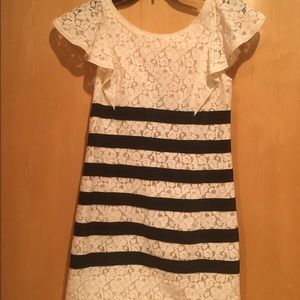 BUNDLE- BCBG black and white striped lace dress!