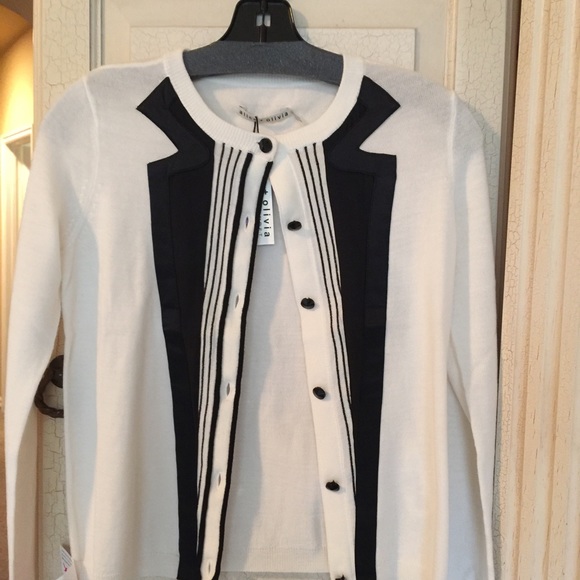 Alice & Olivia white tuxedo cardigan. - Picture 3 of 4