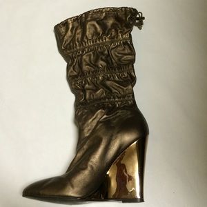 Jessica Simpson bronze leather boots 7.5