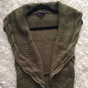 Fall Dark Green Knitted Sleeveless Jacket