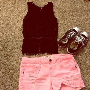 Black Lace Fringe Top