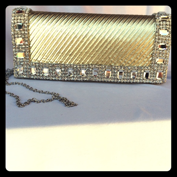 Gold evening clutch