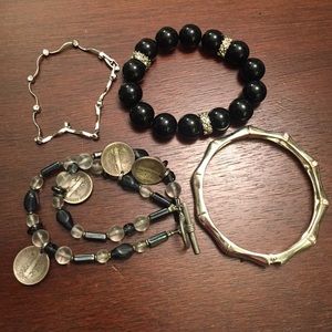 Black and silver bracelets