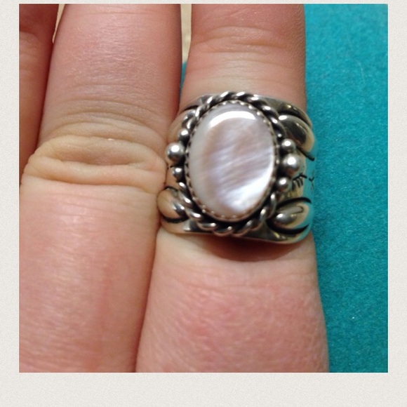 Sterling silver ring with real stone