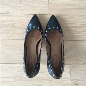 Black leather metal studded Corso Como heels