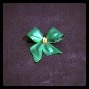 Green Bow Brooch