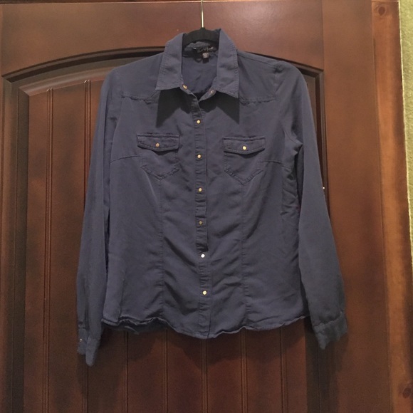Navy Velvet Heart Button Down!