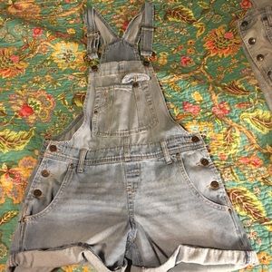Denim short overalls