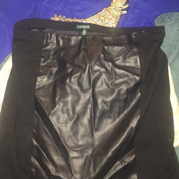 Ralph Lauren Women (plus)Faux leather panel skirt