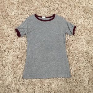Brandy Melville Grey and Maroon Tee