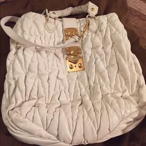Miu Miu Authentic large white leather bag.