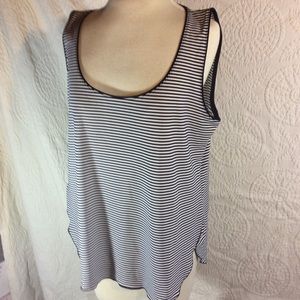 Ann Taylor navy blue & white striped tank nautical
