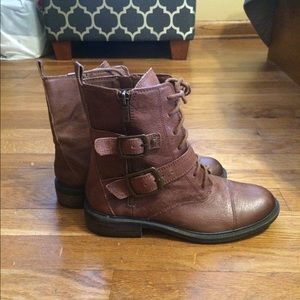 Lucky brand leather combat boots